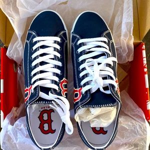 Unisex Row One MLB Boston Red Sox Lace Up Low Top Shoes, Blue